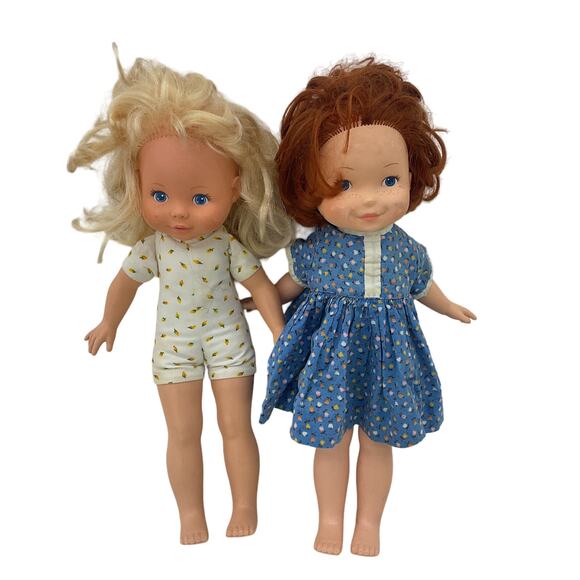 Vintage Baby Dolls Fisher Price Lapsitter Soft Body Little Girl Dolls LOT of 2 - Picture 1 of 6